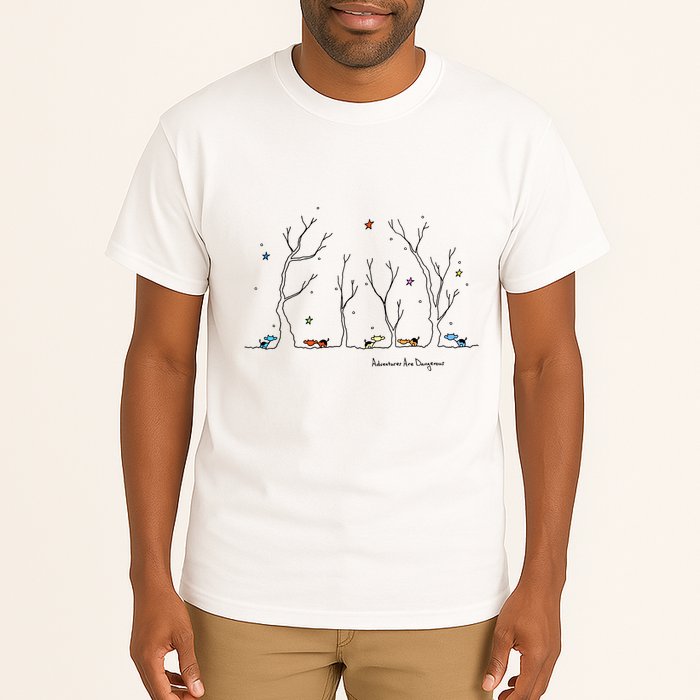 Colorful Cows Snowy Forest Stars (Color Options Available) Meaningful Gift Tall T-Shirt