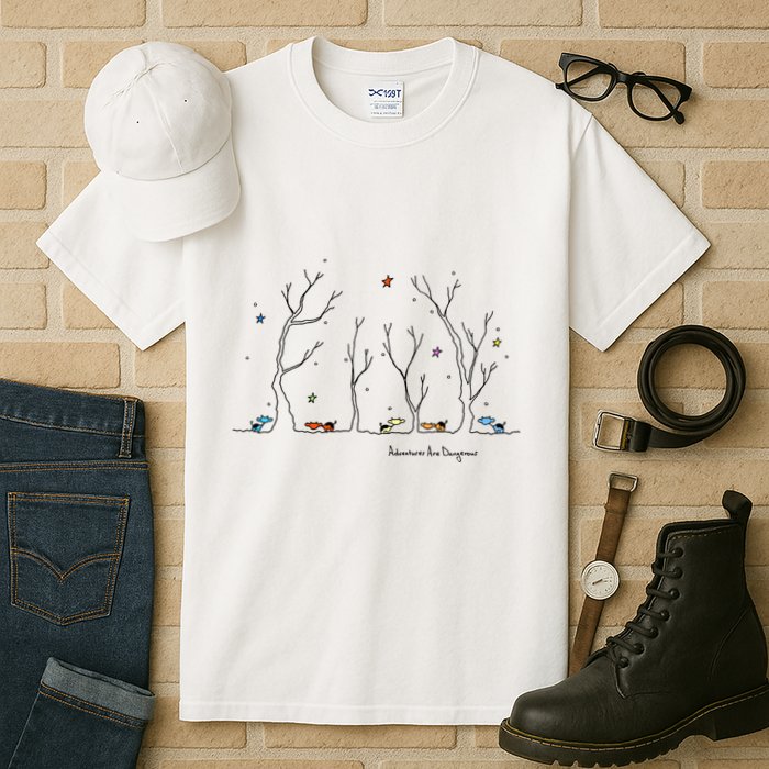 Colorful Cows Snowy Forest Stars (Color Options Available) Meaningful Gift Tall T-Shirt