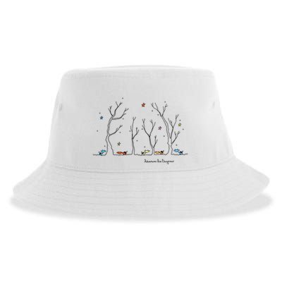 Colorful Cows Snowy Forest Stars (Color Options Available) Meaningful Gift Sustainable Bucket Hat
