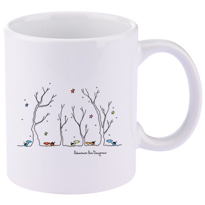 Colorful Cows Snowy Forest Stars (Color Options Available) Meaningful Gift 11oz C Handle Ceramic Mug