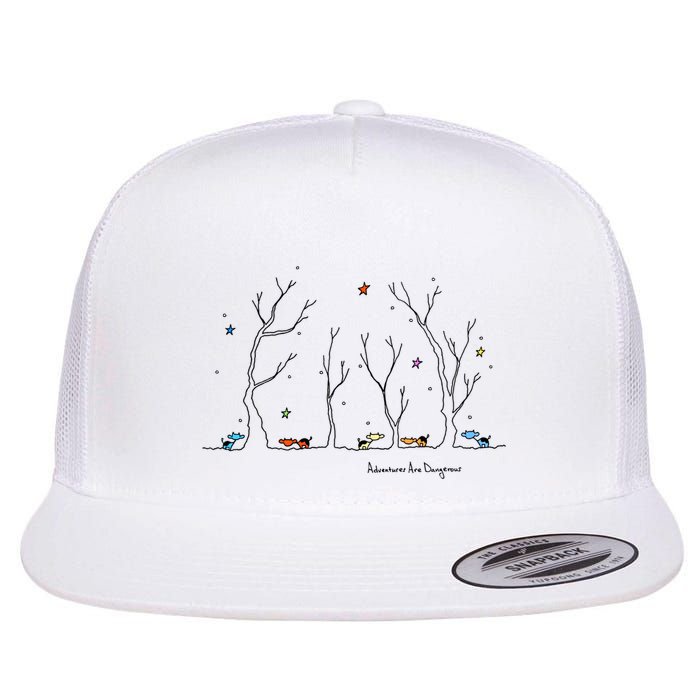 Colorful Cows Snowy Forest Stars (Color Options Available) Meaningful Gift Flatbill Hat
