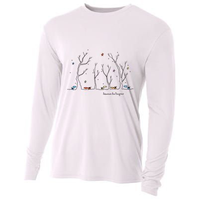 Colorful Cows Snowy Forest Stars (Color Options Available) Meaningful Gift Cooling Performance Long Sleeve Crew