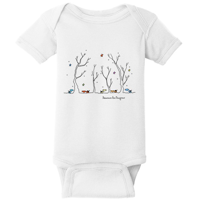 Colorful Cows Snowy Forest Stars (Color Options Available) Meaningful Gift Baby Bodysuit