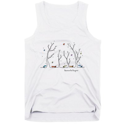 Colorful Cows Snowy Forest Stars (Color Options Available) Meaningful Gift Tank Top