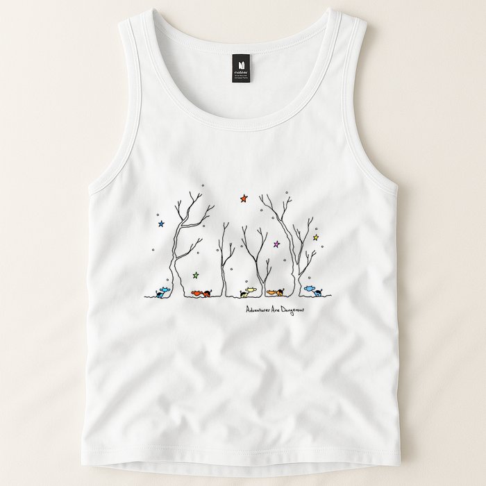 Colorful Cows Snowy Forest Stars (Color Options Available) Meaningful Gift Tank Top