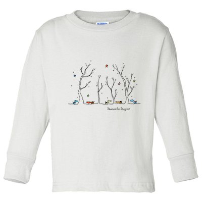 Colorful Cows Snowy Forest Stars (Color Options Available) Meaningful Gift Toddler Long Sleeve Shirt