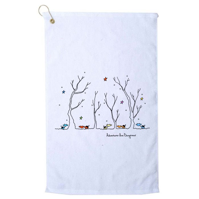 Colorful Cows Snowy Forest Stars (Color Options Available) Meaningful Gift Golf Towel