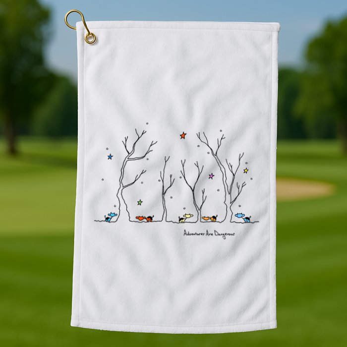 Colorful Cows Snowy Forest Stars (Color Options Available) Meaningful Gift Golf Towel
