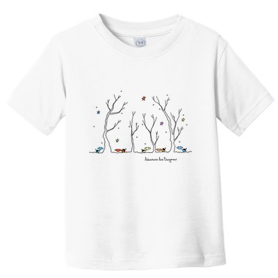 Colorful Cows Snowy Forest Stars (Color Options Available) Meaningful Gift Toddler T-Shirt