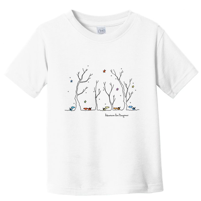 Colorful Cows Snowy Forest Stars (Color Options Available) Meaningful Gift Toddler T-Shirt