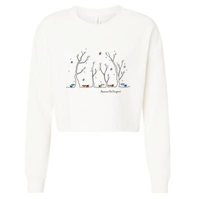 Colorful Cows Snowy Forest Stars (Color Options Available) Meaningful Gift Cropped Pullover Crew
