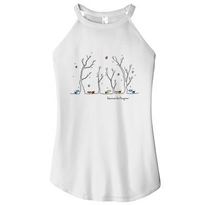 Colorful Cows Snowy Forest Stars (Color Options Available) Meaningful Gift Women's Perfect Tri Rocker Tank
