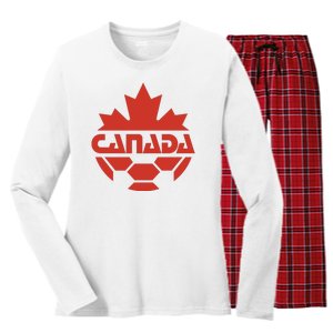 Cool Canada Soccer Jersey Logo Women's Long Sleeve Flannel Pajama Set 