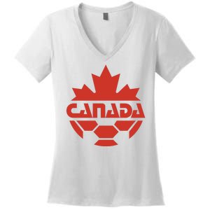 Cool Canada Soccer Jersey Logo Women's V-Neck T-Shirt