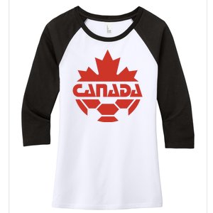 Cool Canada Soccer Jersey Logo Women's Tri-Blend 3/4-Sleeve Raglan Shirt