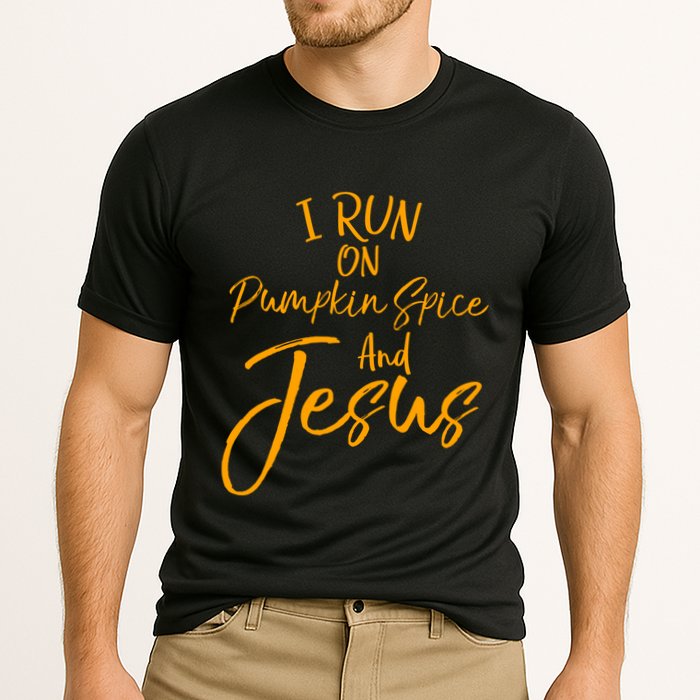 Cute Christian Saying I Run On Pumpkin Spice And Jesus Cute Gift Cooling Performance Crew T-Shirt