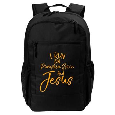 Cute Christian Saying I Run On Pumpkin Spice And Jesus Cute Gift Backpack