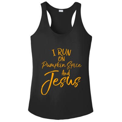Cute Christian Saying I Run On Pumpkin Spice And Jesus Cute Gift Ladies PosiCharge Competitor Racerback Tank