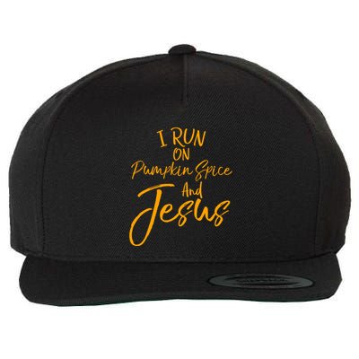 Cute Christian Saying I Run On Pumpkin Spice And Jesus Cute Gift Wool Snapback Cap