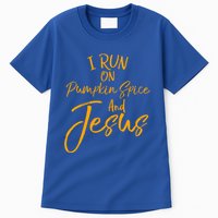 Cute Christian Saying I Run On Pumpkin Spice And Jesus Cute Gift Tall T-Shirt