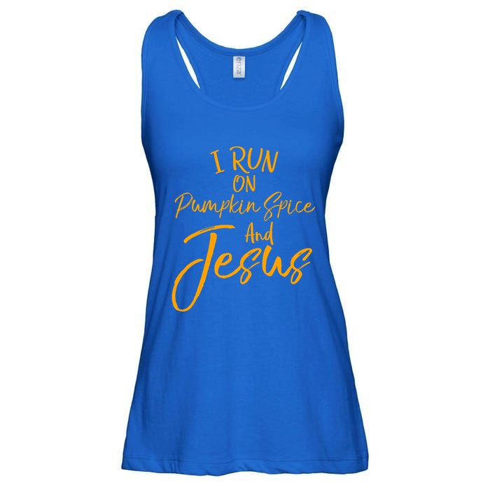 Cute Christian Saying I Run On Pumpkin Spice And Jesus Cute Gift Ladies Essential Flowy Tank