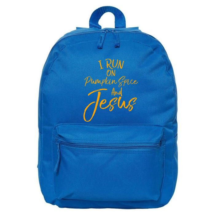 Cute Christian Saying I Run On Pumpkin Spice And Jesus Cute Gift 16 in Basic Backpack