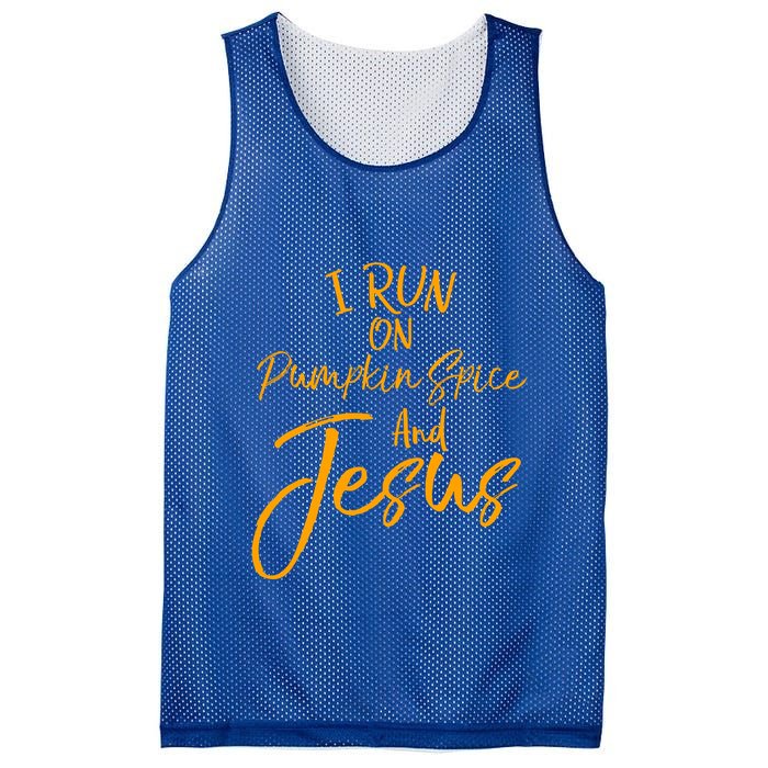 Cute Christian Saying I Run On Pumpkin Spice And Jesus Cute Gift Mesh Reversible Basketball Jersey Tank