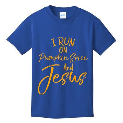 Cute Christian Saying I Run On Pumpkin Spice And Jesus Cute Gift Kids T-Shirt