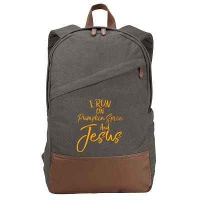 Cute Christian Saying I Run On Pumpkin Spice And Jesus Cute Gift Cotton Canvas Backpack