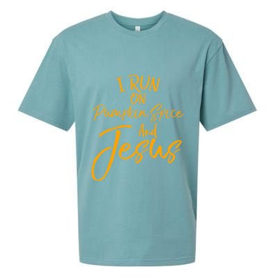 Cute Christian Saying I Run On Pumpkin Spice And Jesus Cute Gift Sueded Cloud Jersey T-Shirt