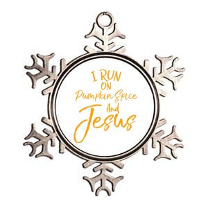 Cute Christian Saying I Run On Pumpkin Spice And Jesus Cute Gift Metallic Star Ornament