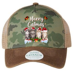 Cat Christmas Santa Hat Funny Merry Catmas Meowy Women Gift Legacy Tie Dye Trucker Hat