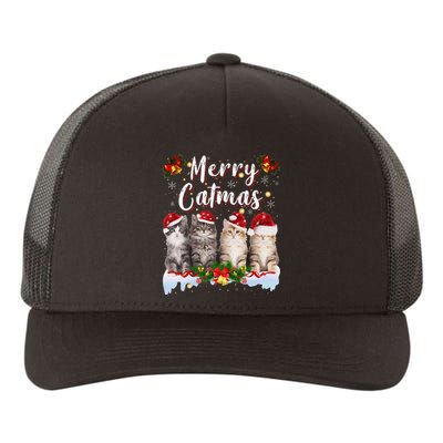 Cat Christmas Santa Hat Funny Merry Catmas Meowy Women Gift Yupoong Adult 5-Panel Trucker Hat