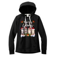 Cat Christmas Santa Hat Funny Merry Catmas Meowy Women Gift Women's Fleece Hoodie