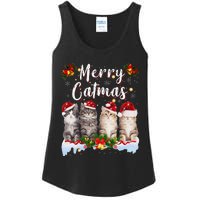 Cat Christmas Santa Hat Funny Merry Catmas Meowy Women Gift Ladies Essential Tank