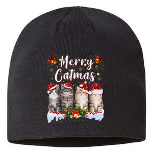 Cat Christmas Santa Hat Funny Merry Catmas Meowy Women Gift Sustainable Beanie