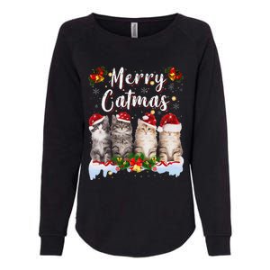 Cat Christmas Santa Hat Funny Merry Catmas Meowy Women Gift Womens California Wash Sweatshirt