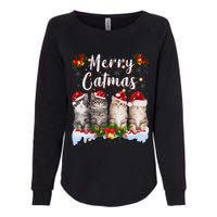 Cat Christmas Santa Hat Funny Merry Catmas Meowy Women Gift Womens California Wash Sweatshirt