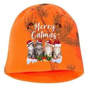 Cat Christmas Santa Hat Funny Merry Catmas Meowy Women Gift Kati - Camo Knit Beanie