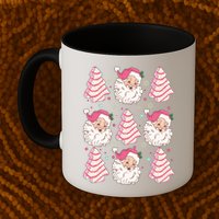 Cute Christmas Snack Cake Trees Santa Claus Mug