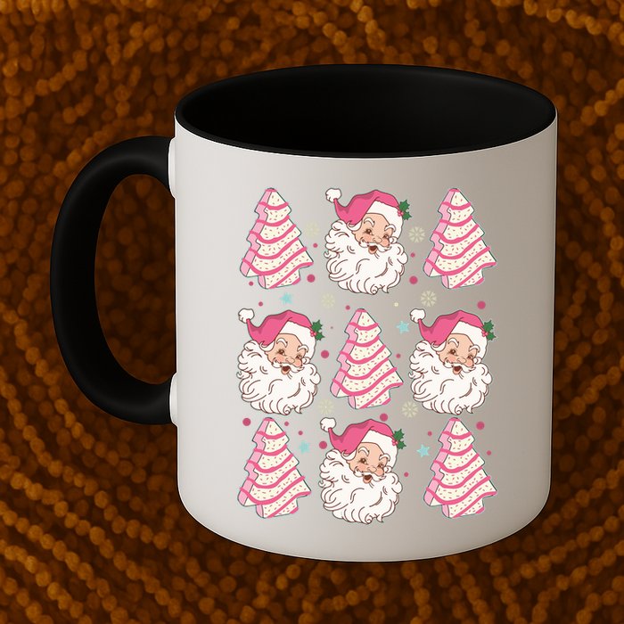 Cute Christmas Snack Cake Trees Santa Claus Mug