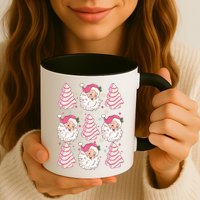 Cute Christmas Snack Cake Trees Santa Claus Mug