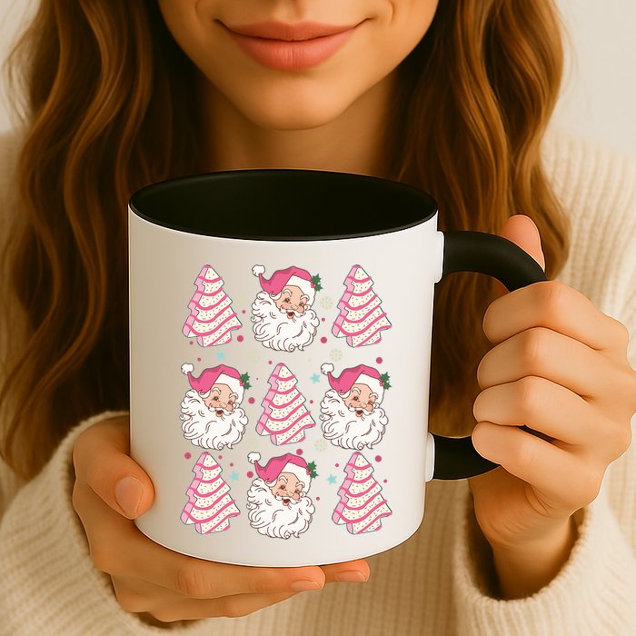 Cute Christmas Snack Cake Trees Santa Claus Mug