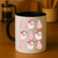 Cute Christmas Snack Cake Trees Santa Claus Mug