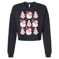 Cute Christmas Snack Cake Trees Santa Claus Cropped Pullover Crew