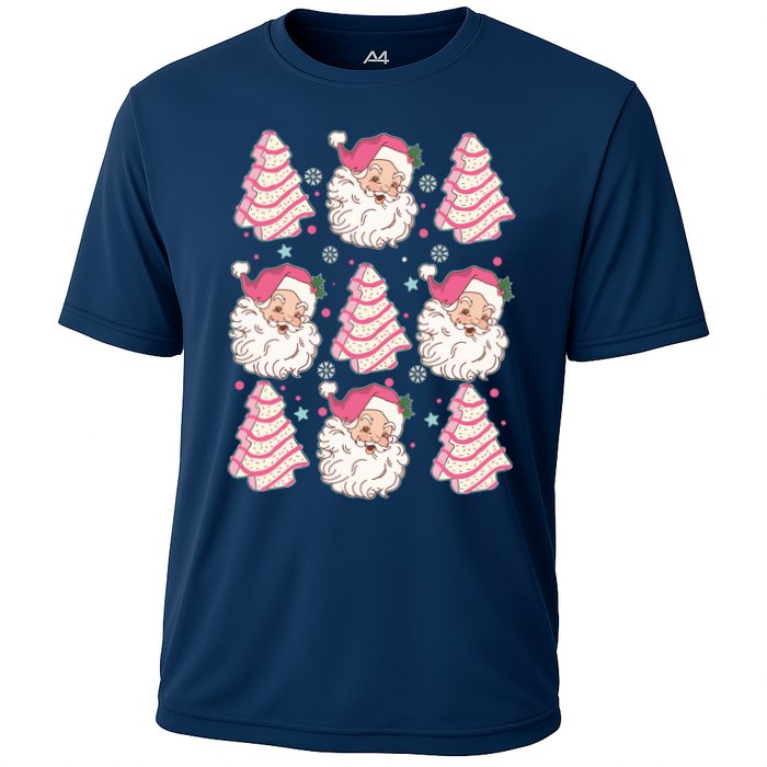 Cute Christmas Snack Cake Trees Santa Claus Cooling Performance Crew T-Shirt