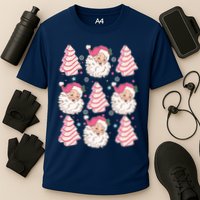Cute Christmas Snack Cake Trees Santa Claus Cooling Performance Crew T-Shirt