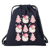 Cute Christmas Snack Cake Trees Santa Claus Drawstring Bag
