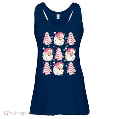 Cute Christmas Snack Cake Trees Santa Claus Ladies Essential Flowy Tank