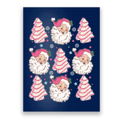 Cute Christmas Snack Cake Trees Santa Claus Poster